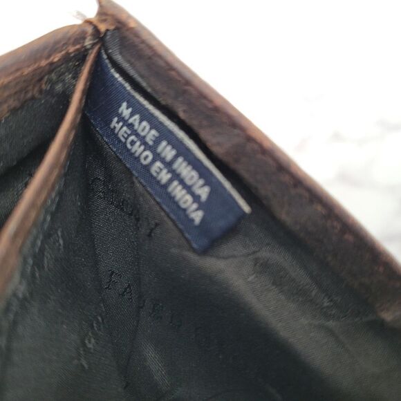 Faded Glory Vintage Brown Leather Wallet with Crest Dueling Dragons Embossed - Picture 7 of 13